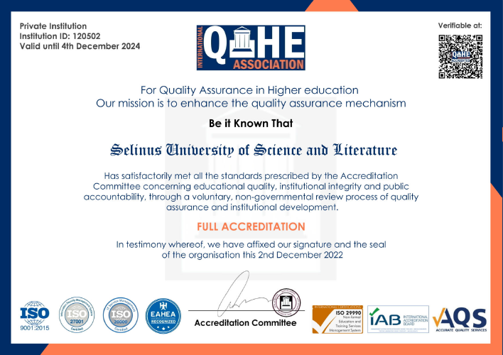 Selinus University è Accreditata dal QHAE (International Association for Quality Assurance in Higher Education)